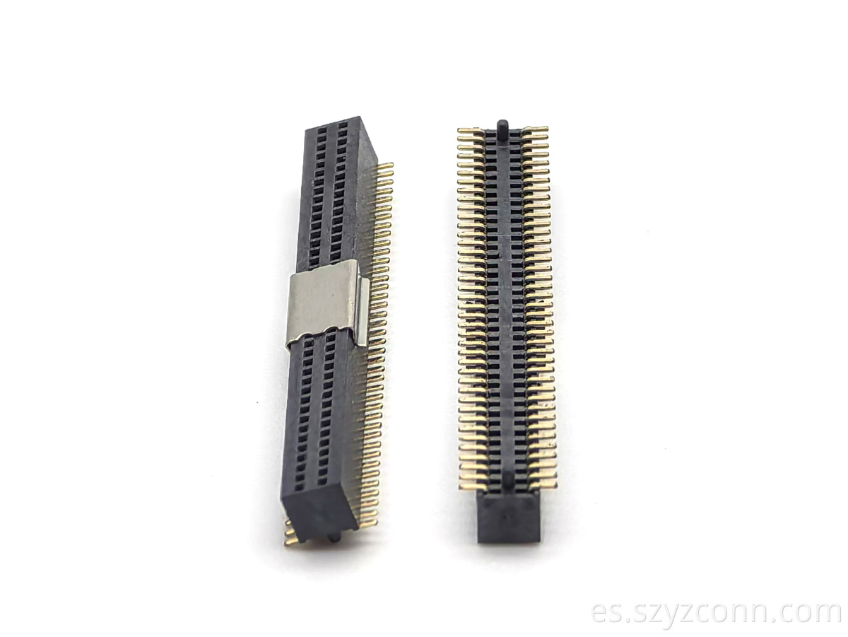0.8mm Pitch Female Header with Dual Rows SMT H3.1mm 2*40P Brass Contact Material and Nylon Housing for PCB Application